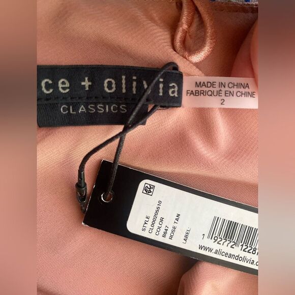 Alice + Olivia Harmony Slip Dress Women 2 Rose Tan Polyester Blend Cowl Neck NWT - Picture 6 of 15